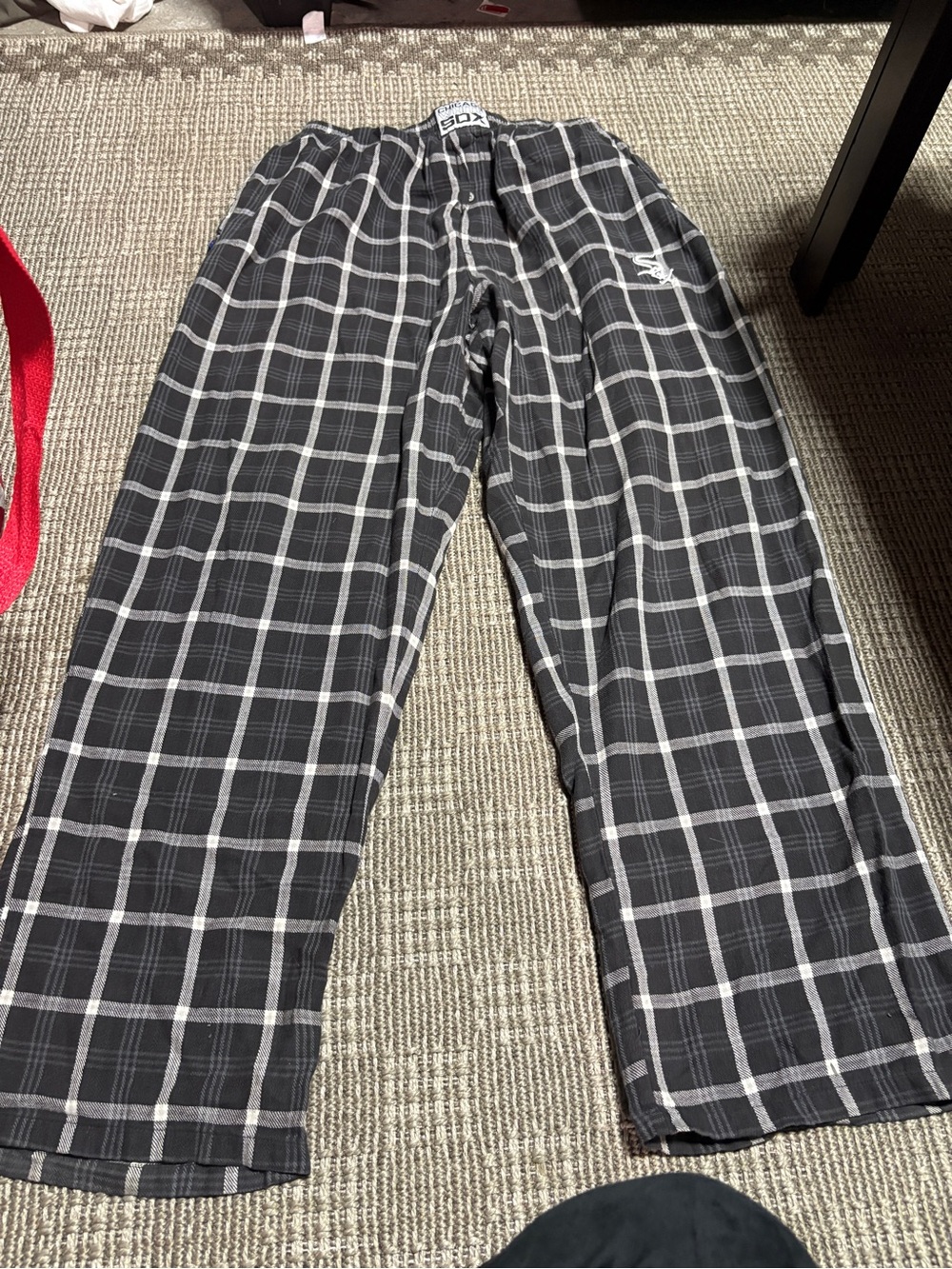 Men's Black Plaid Lounge Joggers with Drawstring Waist - Unbranded